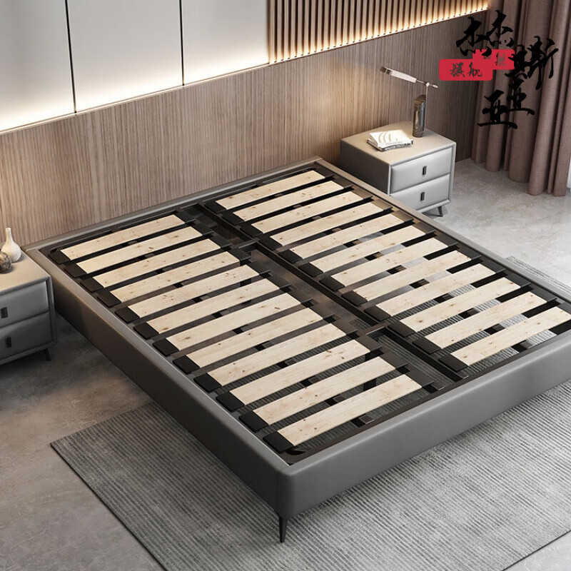 无床头排骨架床无靠背床皮板软床现代简约悬浮架子无靠背意式极简轻奢