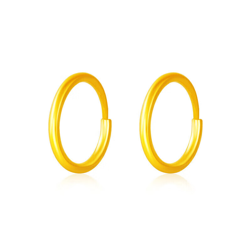 菜百首饰 黄金耳饰 女款足金素面抛光耳环 计价 约0.85克