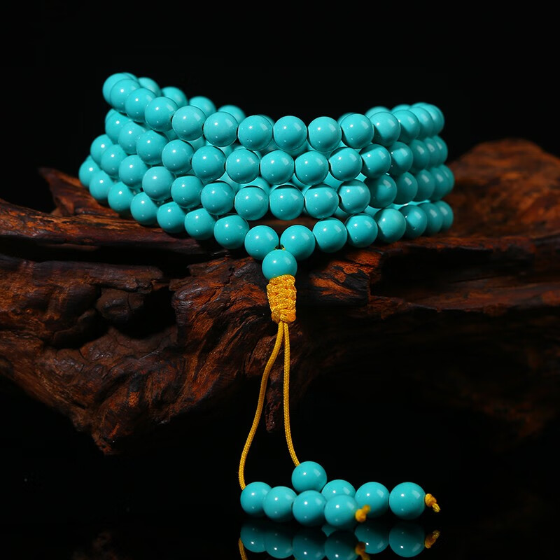 烨誉原矿湖北高瓷蓝绿松石手链108颗 女小米珠手串男配珠散珠圆珠 高