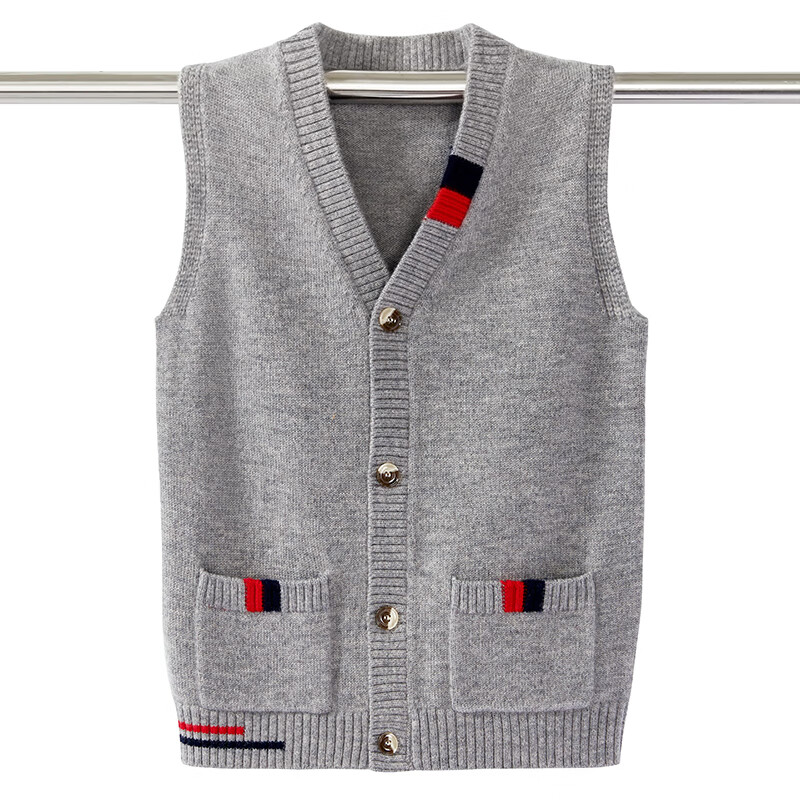 【纯羊毛】青少年纯羊毛开衫背心学生款男女针织坎肩v领初中生高中生
