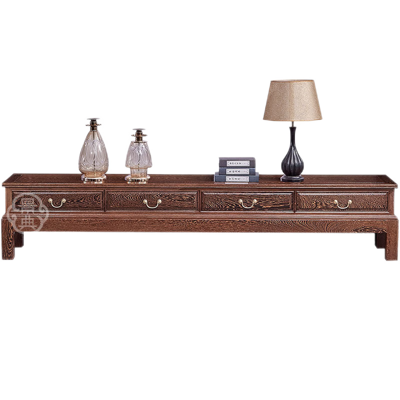 景典红木家具 非洲鸡翅木（学名：非洲崖豆木）电视柜新中式地柜全实木影视柜茶几组合客厅家具储物柜 2米直角电视柜 整装