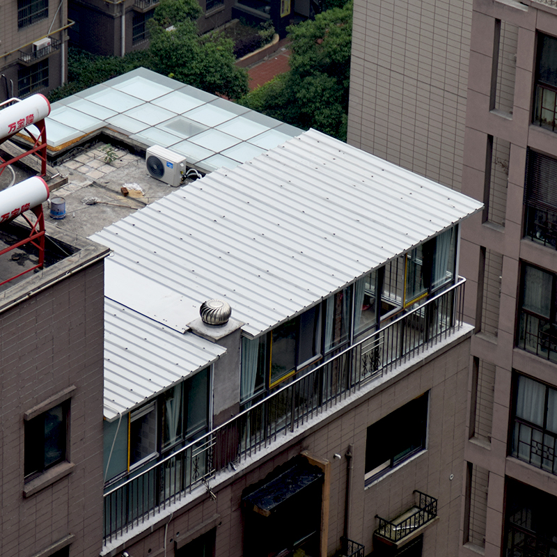 仁聚益瓦屋顶铁皮屋面瓦彩板铁板雨棚搭建阳光房顶防水 光房顶防水