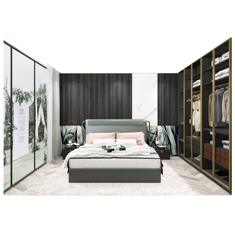 好莱客衣柜定制 现代轻奢玻璃掩门衣柜酒柜卧室客餐厅全屋家具定做 H18系列 元/平方米