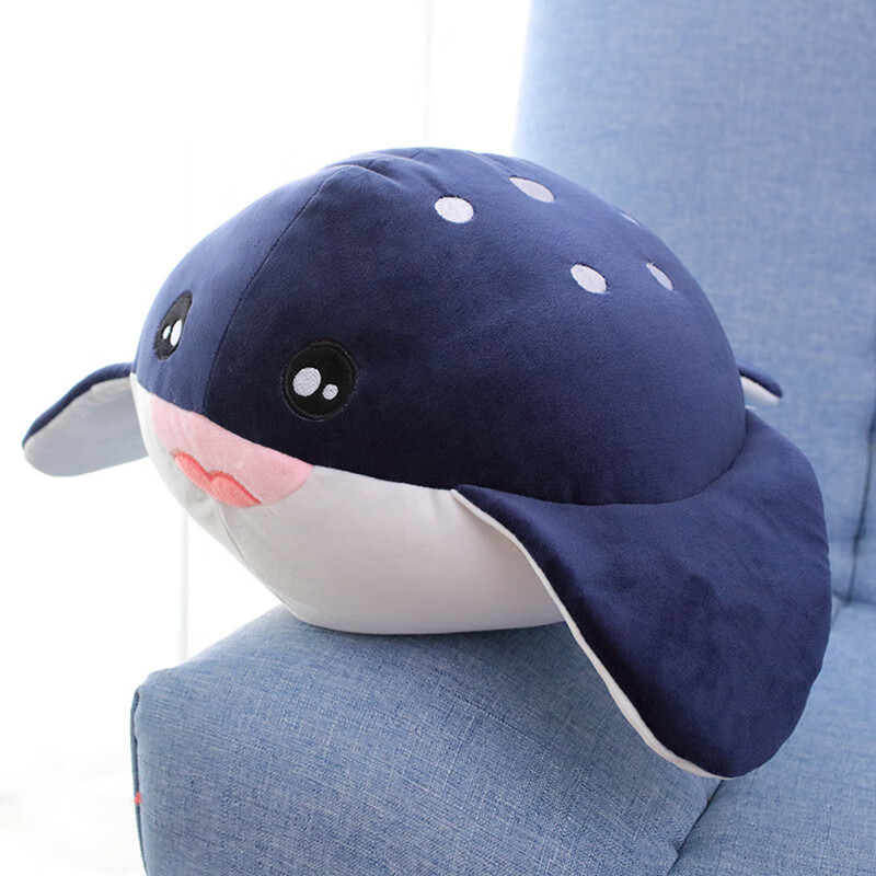 菲洛林新款网红海洋动物独角鲸鲨鱼毛绒玩具公仔抱枕靠枕睡觉送朋友礼物 魔鬼鱼 35cm