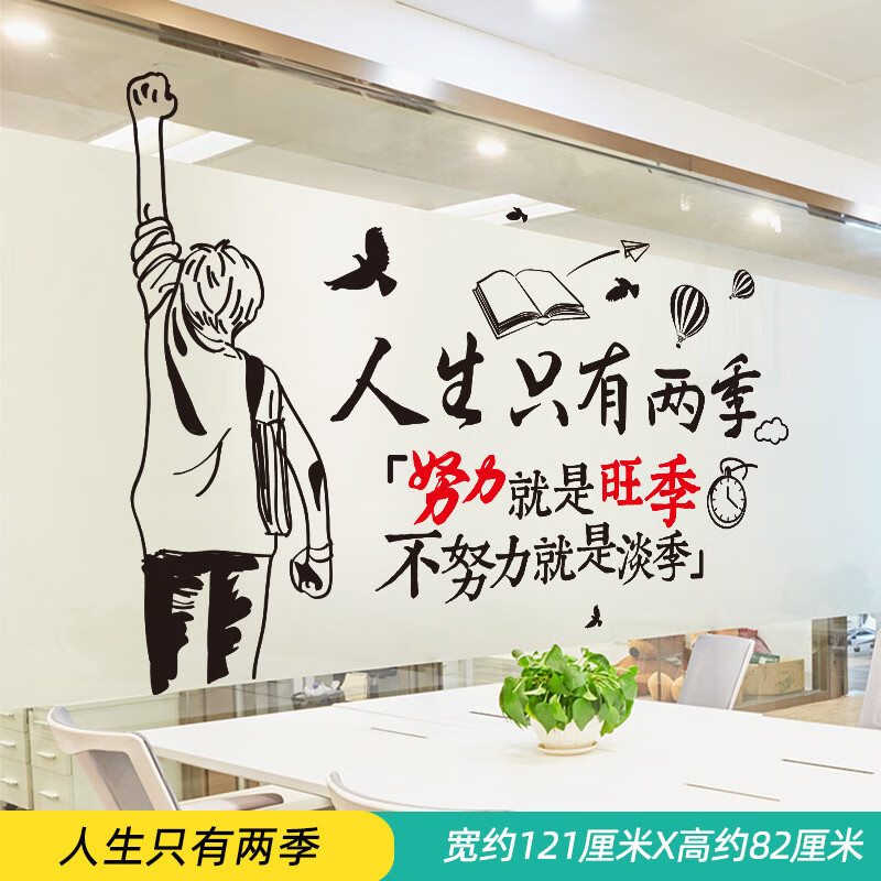 励志墙贴纸贴画公司团队企业文化墙画墙面装饰激励文字标语办公室 11.人生只有两季 特大