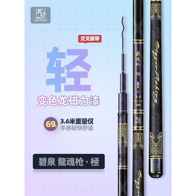 速约龙魂枪鱼竿手竿超轻超硬28调草鱼竿野钓竞技轻量大物竿综合台钓竿