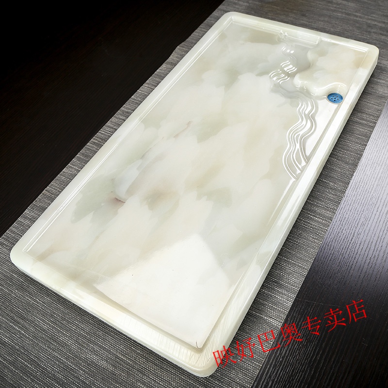 玉石茶盘家用简约轻奢现代小型石盘办公用高端功夫茶具套装六君子 1