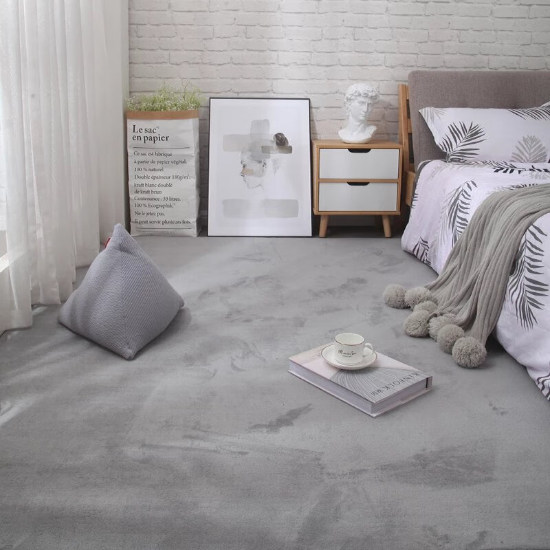 地毯卧室床边毯可睡可坐少女客厅榻榻米厚短绒房间家用小沙发 银灰色 80x160cm