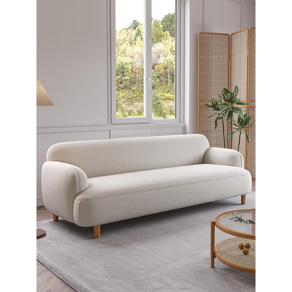 奶油风沙发现代简约小户型沙发公寓客厅直排科技布羊羔绒沙发 单人位