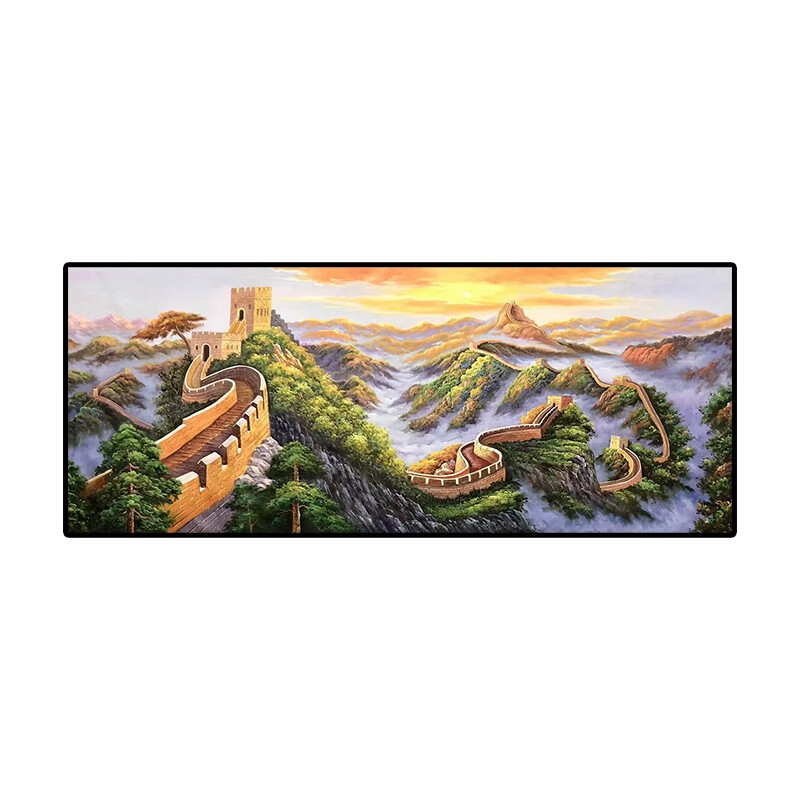 彩象新中式万里长城纯手绘油画客厅横款装饰画现代轻奢挂画大气壁画