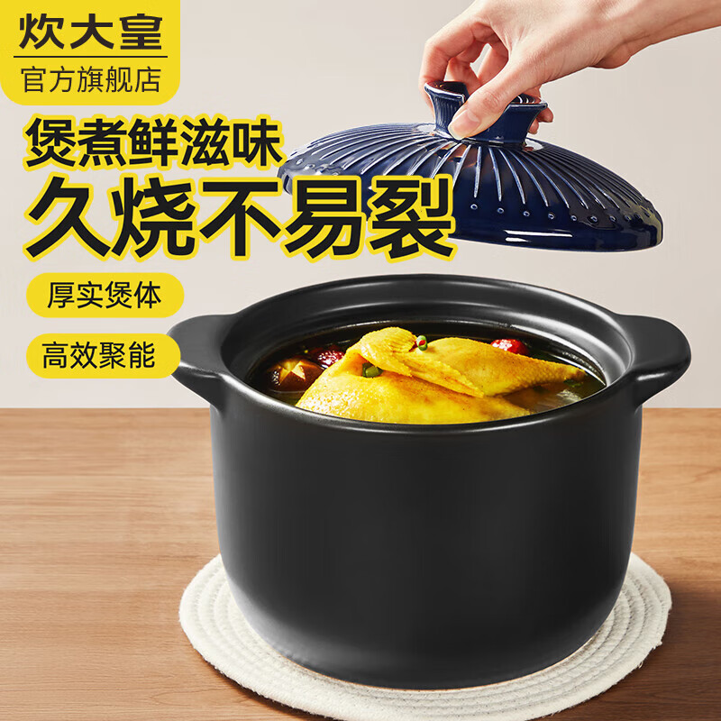 炊大皇砂锅炖锅家用燃气耐高温煲仔饭专用陶瓷煲汤小砂锅Y 【适合4-5人】 4.8L