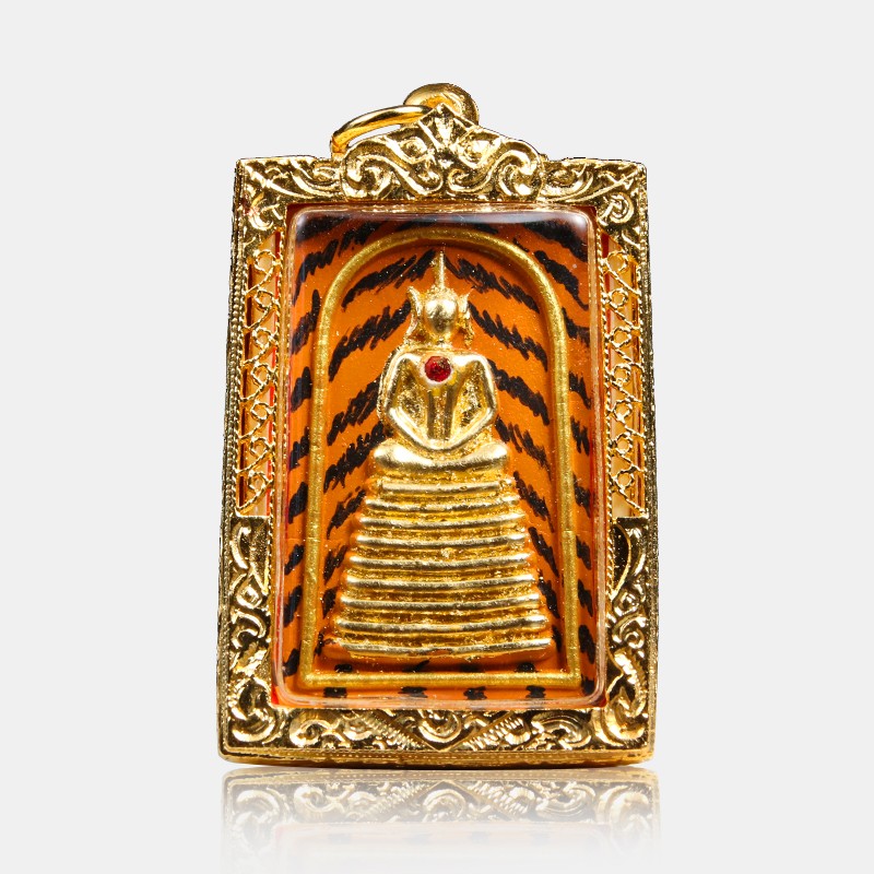 泰国佛牌 九层崇迪项链 掩面必打鎏金壳挂件 正牌真品龙婆本吊坠 鎏金