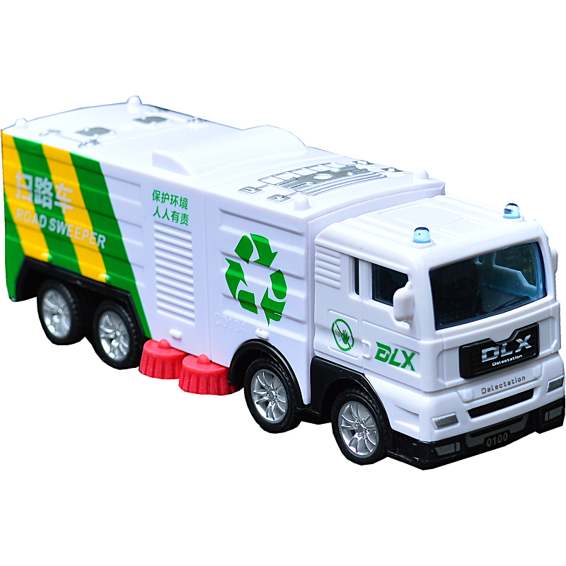 洒水车仿真汽车模型扫路车清扫地车公路救援拖车滑行儿童玩具车 扫地