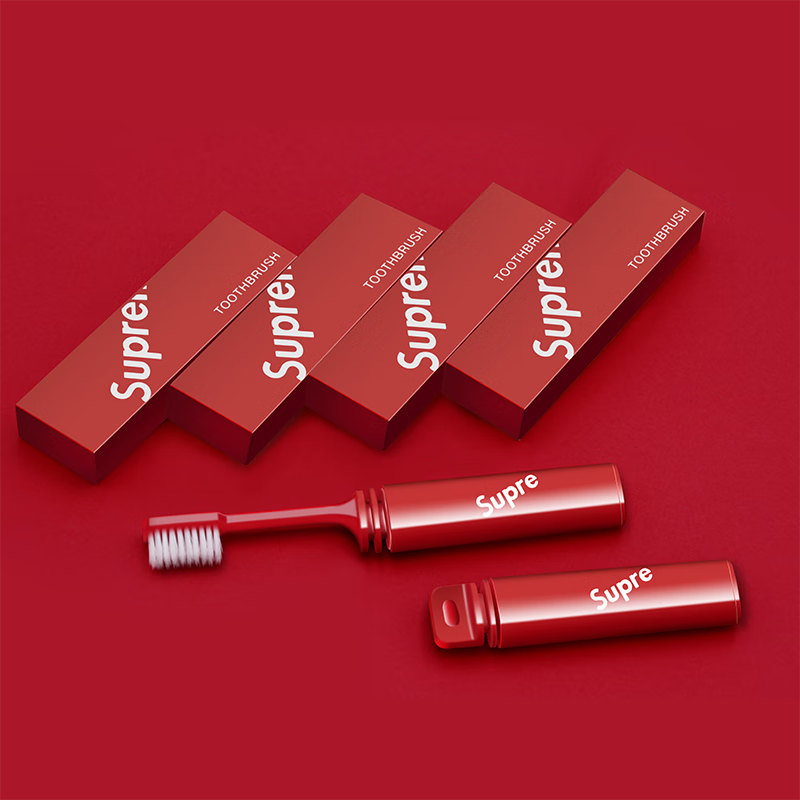 元族红色牙刷结婚沐暄折叠软毛牙刷5支结婚红色喜庆便携式出差旅行出