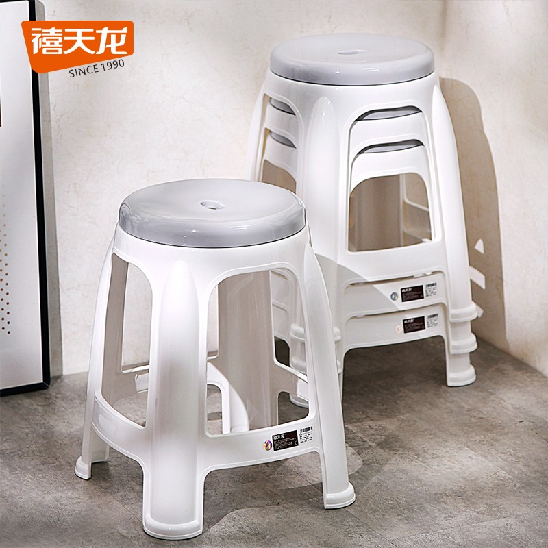 禧天龙塑料凳子家用加厚防滑耐磨款家用餐椅 休闲板凳 方凳大号换鞋凳子D-2045