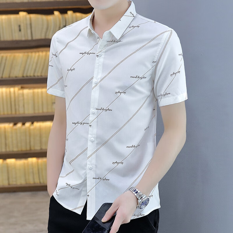 gxg短袖男士衬衫夏季新款潮流休闲衬衣百搭修身寸2021帅气潮男装上衣