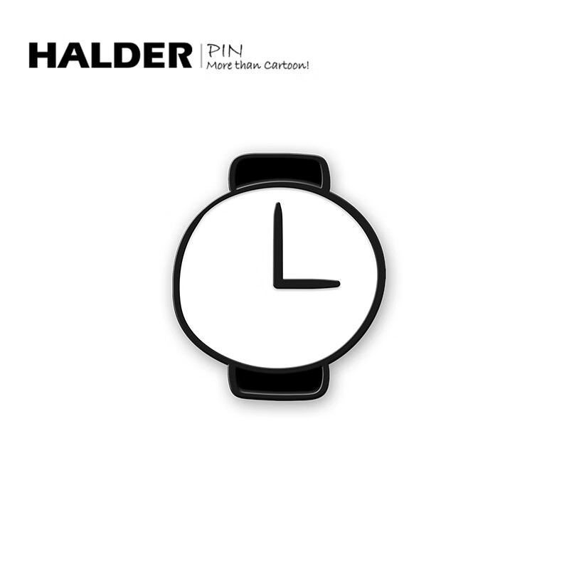 小新同款创意胸针周边三点钟吃点心手表徽章情侣小饰品 黑白线条3点钟