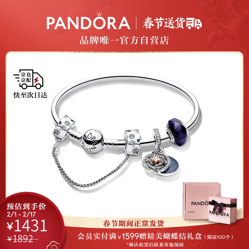 潘多拉（PANDORA）[情人节礼物]潘多拉永恒流星故事手镯套装 B802407 17CM 手链绳生日礼物送女友