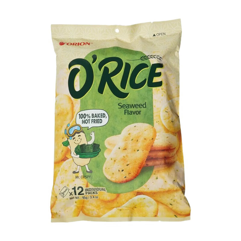 好丽友（orion）紫菜味仙贝米饼95g原装进口非油炸 咸鲜雪饼膨化饼干糕点零食