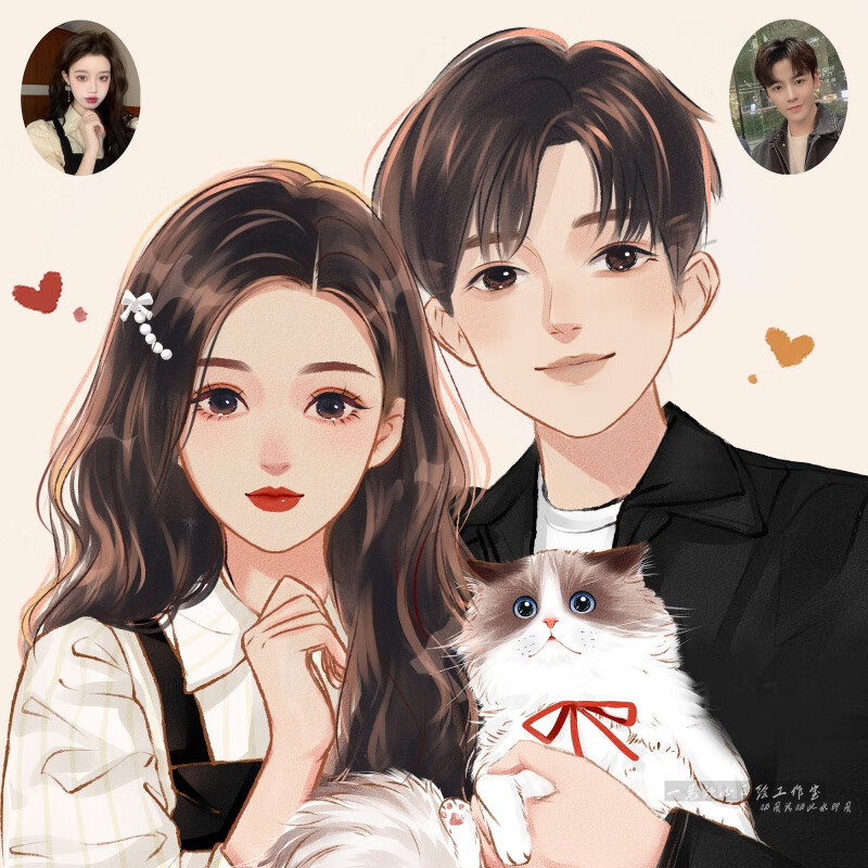 gre水彩情侣手绘头像定制真人照片画头像漫画微信头像画师约稿卡通