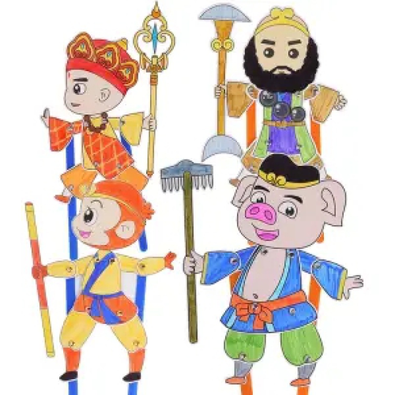 diy材料包木制西游记人物道具孙悟空人偶幼儿园手 师徒四人【西游记】