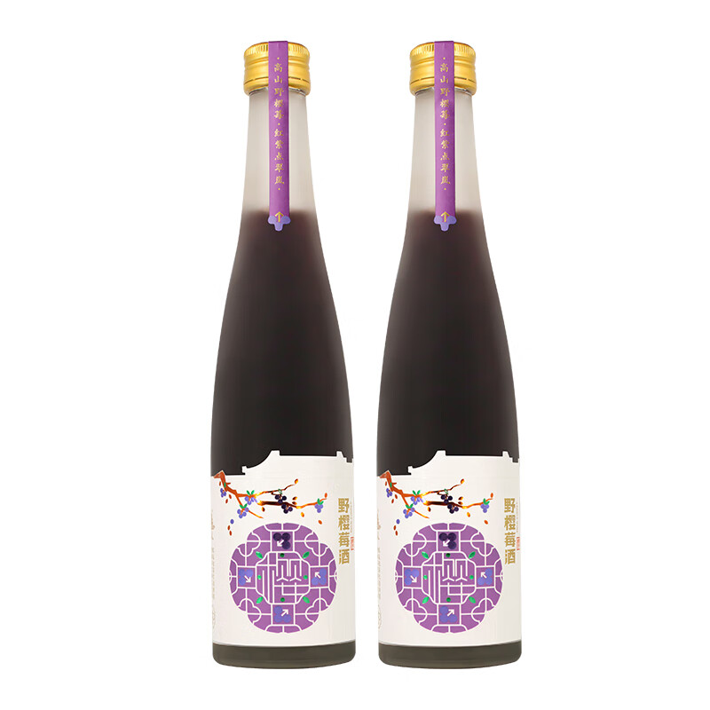 丰收野樱莓果酒黑果花楸甜型酒330ml*2双支 12度甜型果酒
