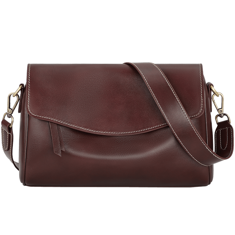 viney牛皮单肩包包女包斜挎包品牌托特包生日礼物送女友老婆 【酒咖色】高级感实用洋气高档枕头包 时尚轻奢ck风休闲包