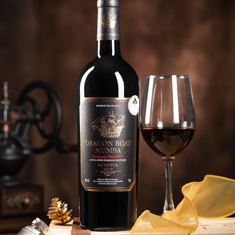 龙船姆巴法国原瓶进口红酒 龙船姆巴 2019珍藏超级波尔多 干红葡萄酒