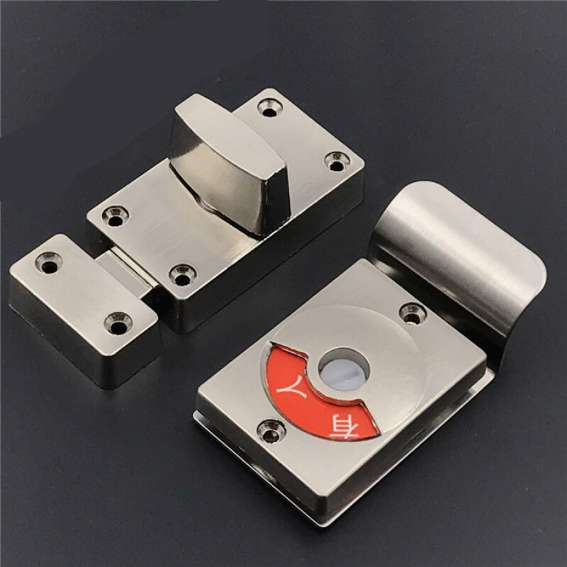 定做公共厕所卫生间隔断五金配件隔板门锁有人无人不锈钢指示锁插销锁