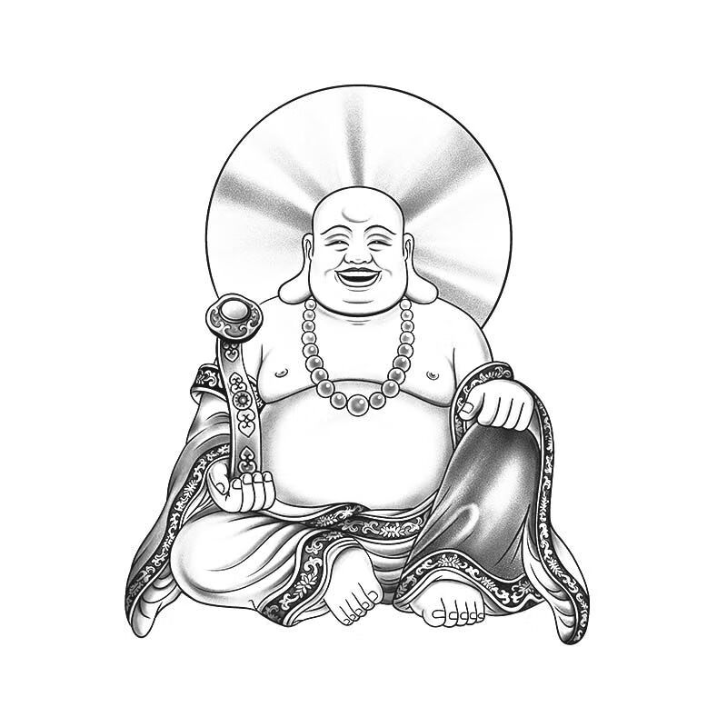 鹅创弥勒佛社会草本果汁纹身贴肚子防水持久不反光 尺寸21*31cm草 1张
