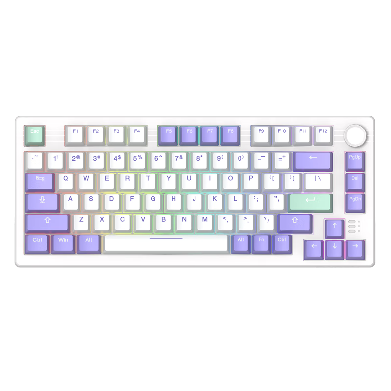 Dareu 达尔优 EK75 76键 2.4G蓝牙 多模无线机械键盘 绝绝紫 梦遇HIFI轴 RGB