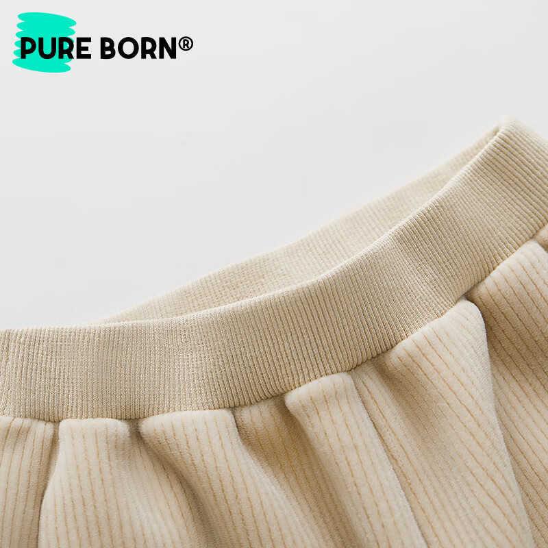 博睿恩（Pureborn）宝宝加绒长裤秋冬新款男童外出灯芯绒大口袋保暖裤子 亮藏青色 90