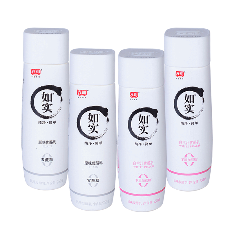光明 如实酸奶250g/瓶不添加蔗糖风味发酵乳低温酸牛奶 原味*4瓶尝鲜