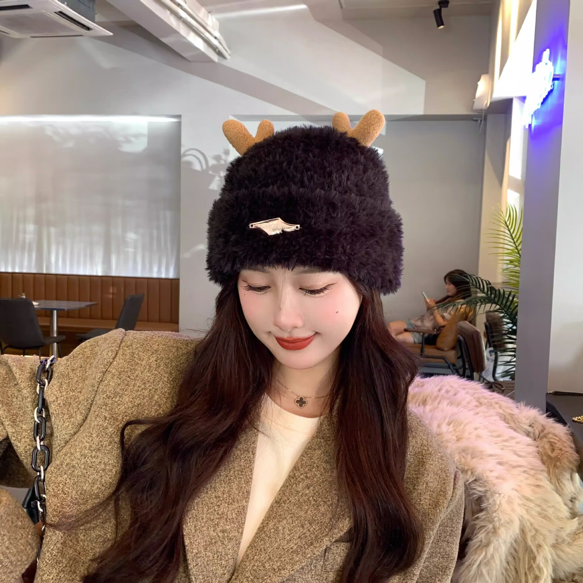 霜魄【首单立减】鄂伦春族狍角帽可爱毛绒鹿角子女秋冬加厚保暖护耳百