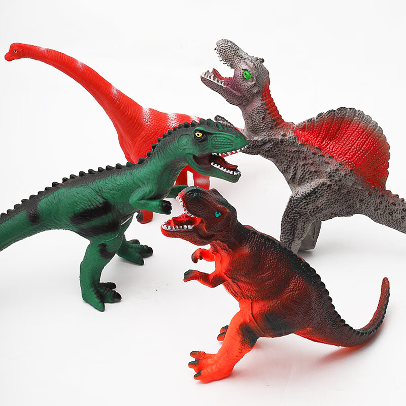 古仕龙软胶恐龙玩具大号仿真动物模型全套装发声儿童男孩棉霸王龙三角