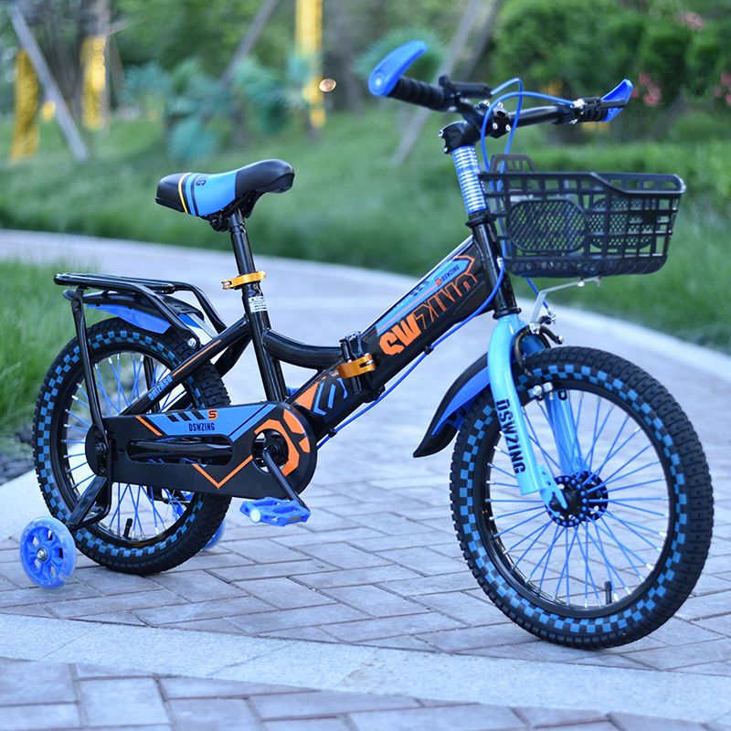 小孩单车脚踏车童车玩具车山地车 升级款【蓝色折叠】后座 前筐 礼 20