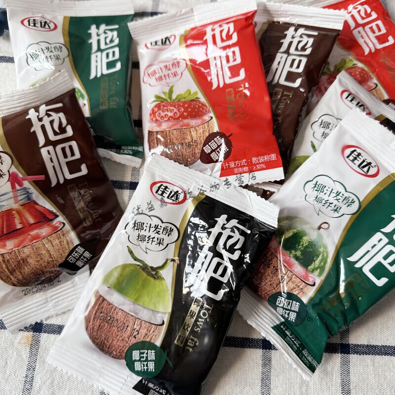 佳达拖肥椰果肉90后怀旧零食新拖肥60g大包果冻儿童童年新拖肥 随机