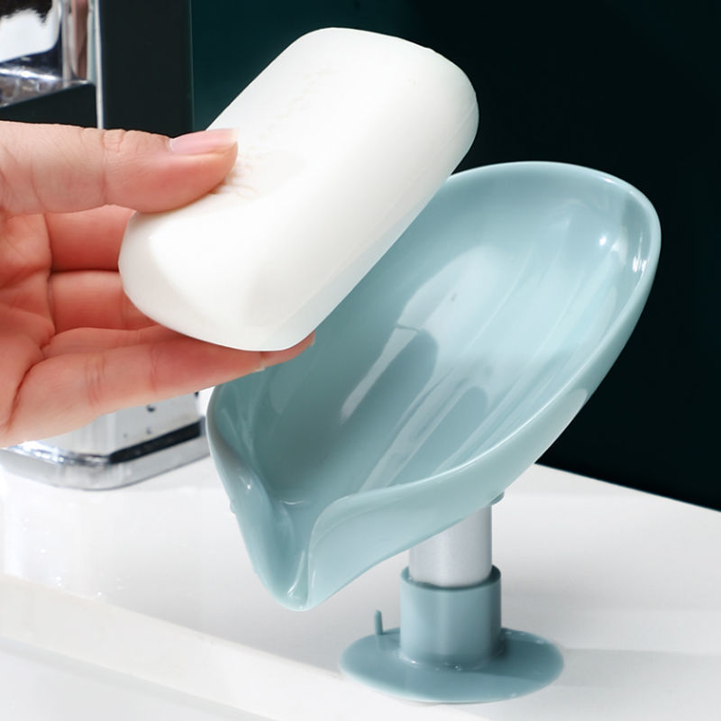 CNAFZGZ-香皂盒创意沥水放肥皂置物架免打孔吸盘个性可爱家用架子浴室神器 灰色+绿色【进口选材】 【吸盘皂盒+吸附力】