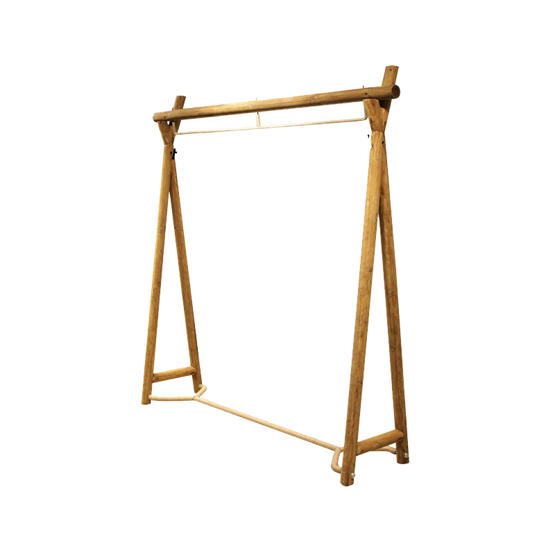 灿智衣帽架落地挂衣架实木卧室简易家用简约网红挂包衣服置物架子室内 【覆膜款】三角原木色