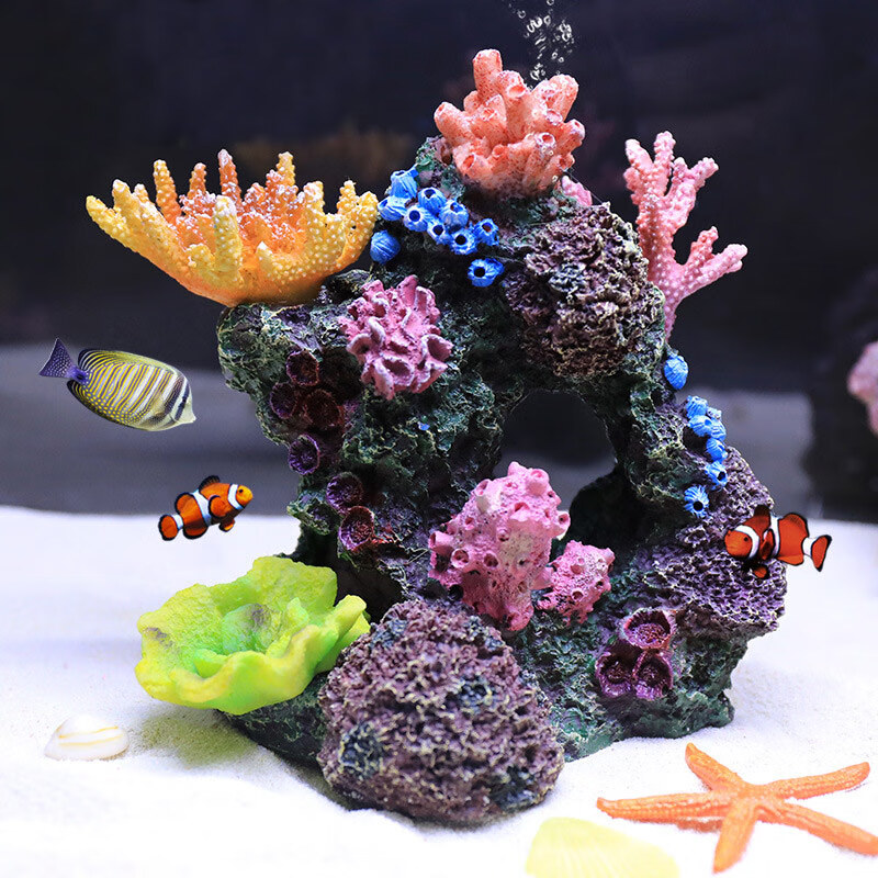 HIDOM鱼缸造景仿真珊瑚水族箱造景鱼缸装饰品摆件假山贝壳造景石头用品 珊瑚群KB03