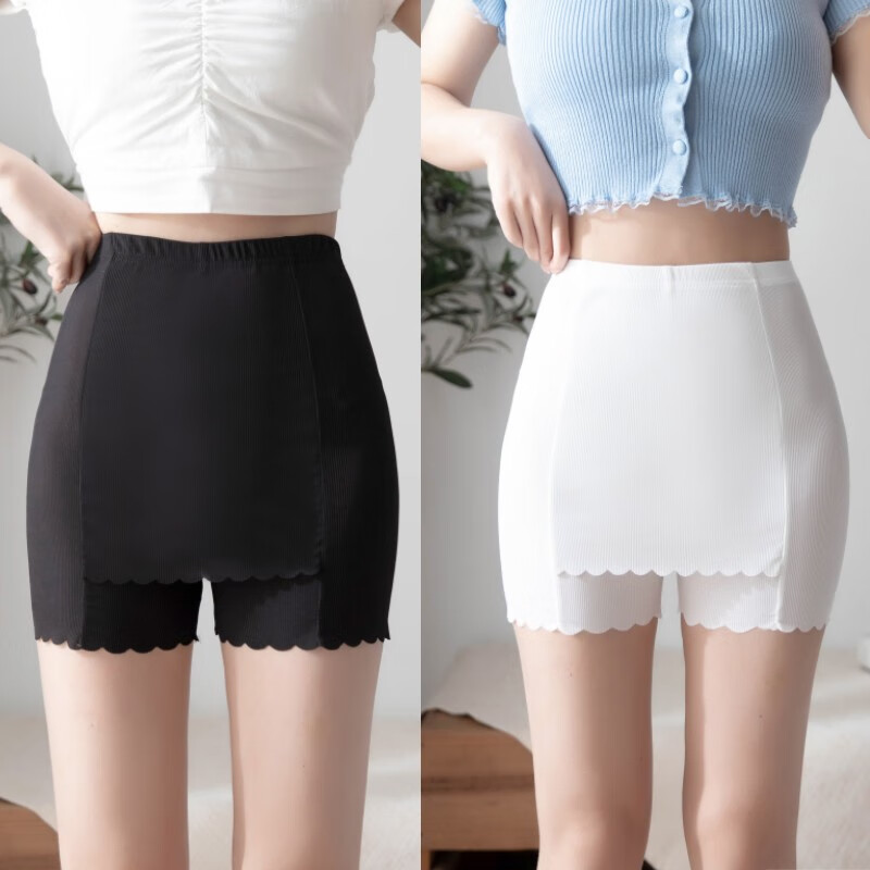 棉孔雀冰丝隔层安全裤女夏季薄款防走光无痕大码遮挡三角区打底保险裤