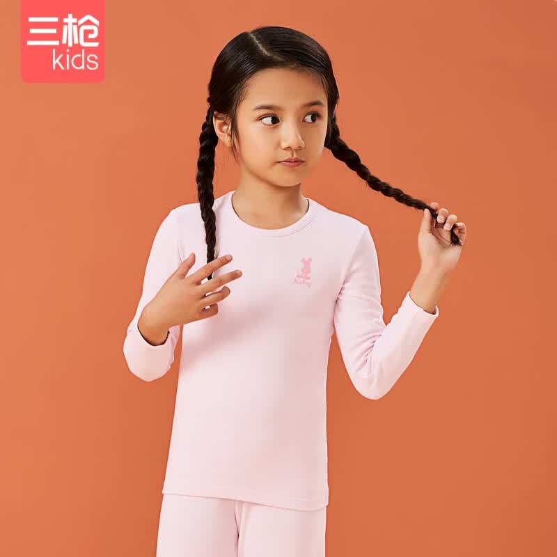 三枪舒肤弹力棉女童圆领内衣套迪士尼童装粉 浅粉 130怎么看?