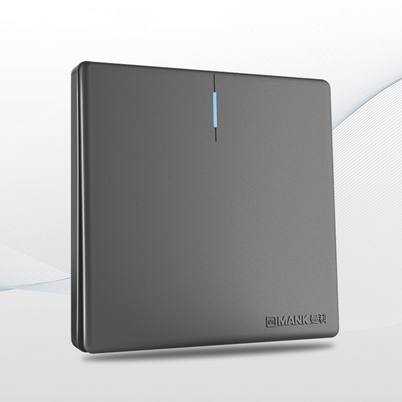 曼科(mank) 开关插座面板 美家无边框灰色5孔墙壁电源86型暗装插座 一