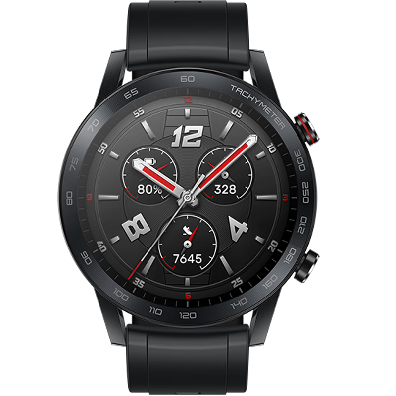 HONOR 荣耀 GS 3i 运动版 智能手表 46mm 碳石黑真皮表带 黑色表壳（北斗、GPS、GLONASS、血氧）