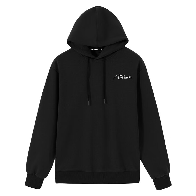 黑鲸海澜之家旗下潮牌春秋季连帽卫衣男宽松休闲帽衫外套 黑色 M