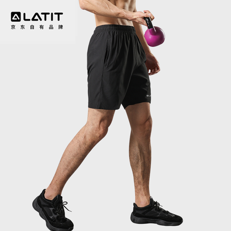 LATIT【京东自有品牌】 运动短裤男夏速干透气跑步训练健身篮球宽松舒适球裤五分裤 黑色-单件短裤-4XL