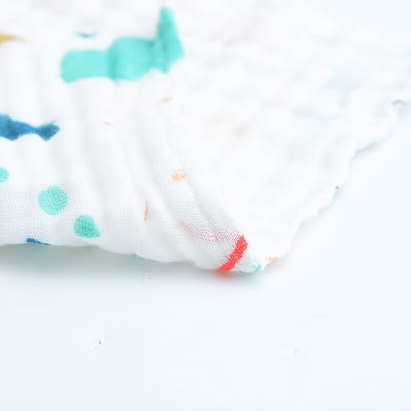 洁丽雅（grace）五条装纯棉纱布 婴儿吸汗巾口水巾儿童宝宝洗脸小方巾新生婴儿用 【卡通A款】30*30cm【五条装】 6层穿棉纱布口水巾