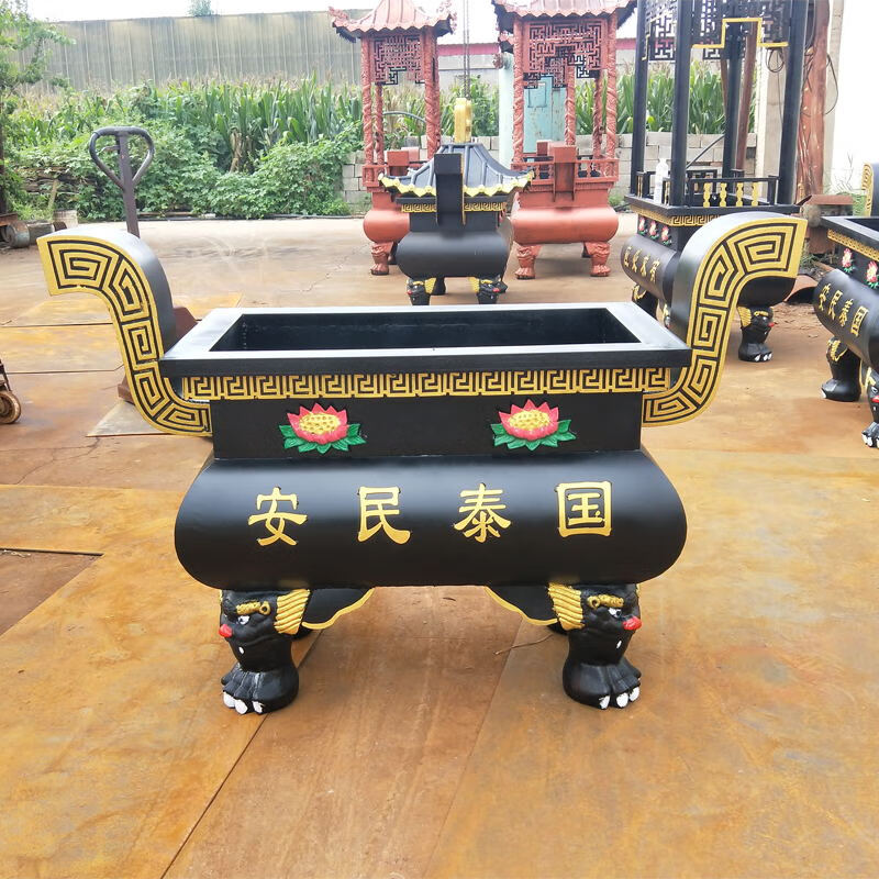 祠堂户外用大香炉烧香炉寺庙寺院大型香炉长方形铸铁香炉佛堂室外 1米
