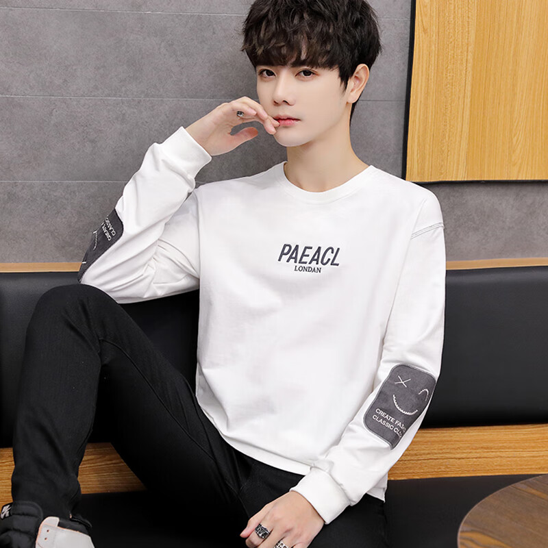 创京懿选青少年初中生男长袖t恤薄款卫衣男孩宽松帅气潮流棉高中生t恤