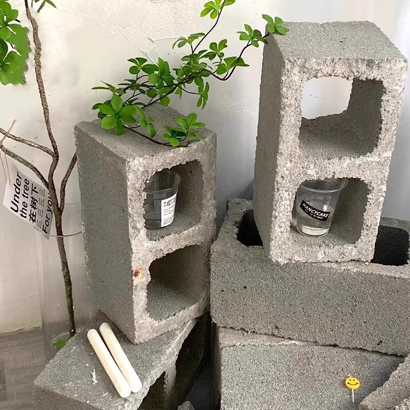 云启格定制水泥空心砖两孔砖露营风粗糙隔断背景墙长方形镂空砖多孔